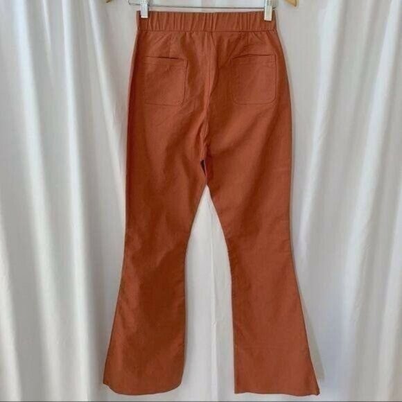 Emory Park flare leg pants high waisted with bow tie closure color rust sz small - Picture 5 of 9